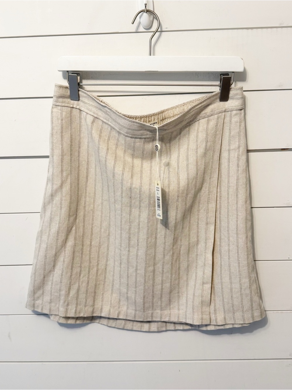 NWTs Max Studio | linen-blend Wrap mini A Line skirt Size Large